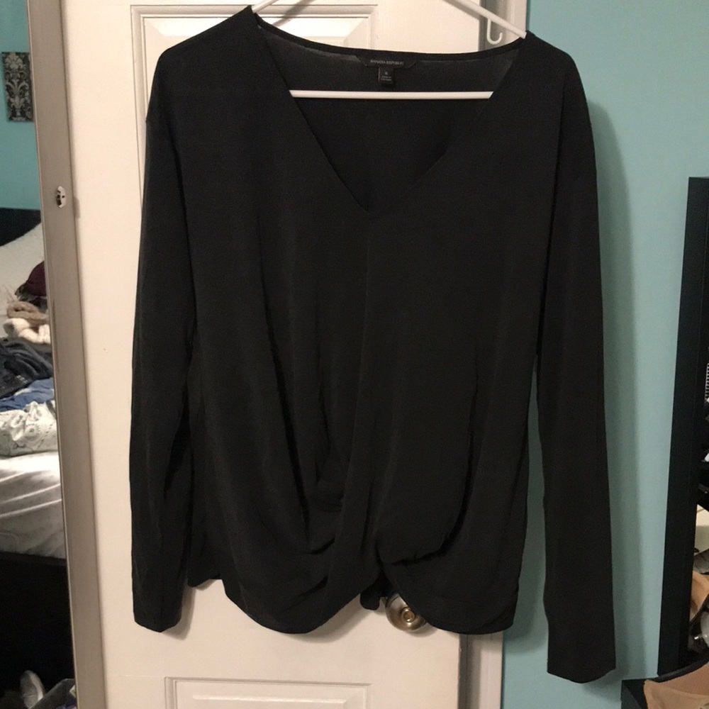 Banana Republic Black Front Knot Blouse